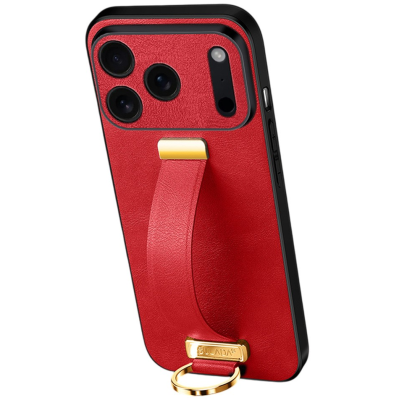 „SULADA“ Leather Kickstand dėklas - raudonas (iPhone 17 Pro)