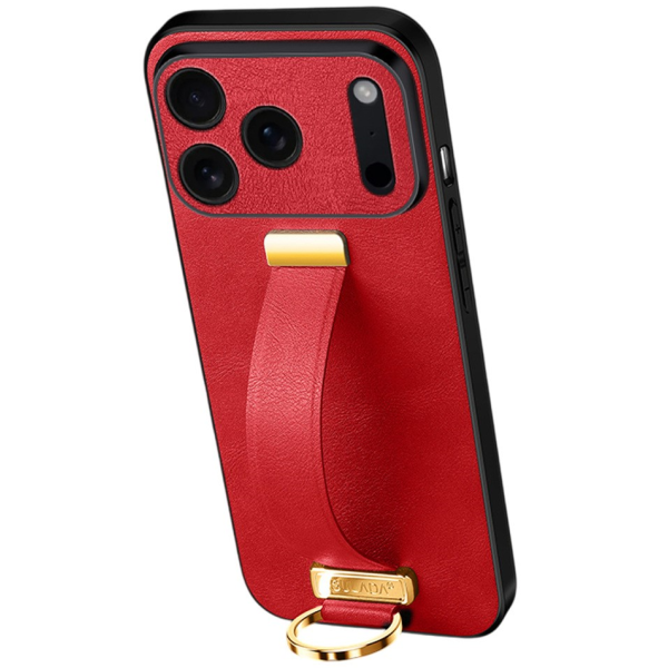 „SULADA“ Leather Kickstand dėklas - raudonas (iPhone 17 Pro)