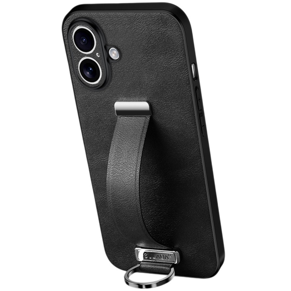 "SULADA" Leather Kickstand ümbris - must (iPhone 17)