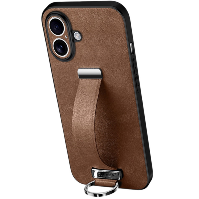 "SULADA" Leather Kickstand ādas apvalks - brūns (iPhone 17)