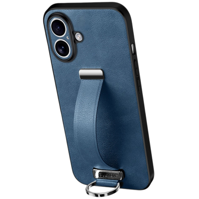 "SULADA" Leather Kickstand Case - Blue (iPhone 17)