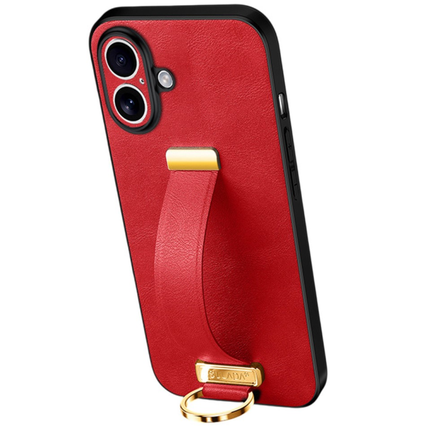 "SULADA" Leather Kickstand Case - Red (iPhone 17)
