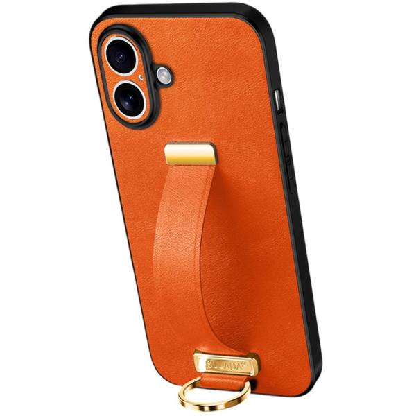 „SULADA“ Leather Kickstand dėklas - oranžinis (iPhone 17)