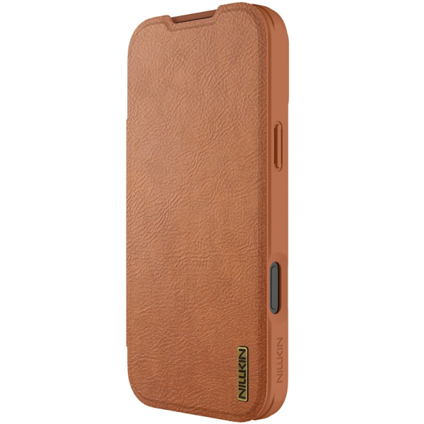 „Nillkin“ Qin Pro atverčiamas dėklas - rudas (iPhone 17 Pro Max)