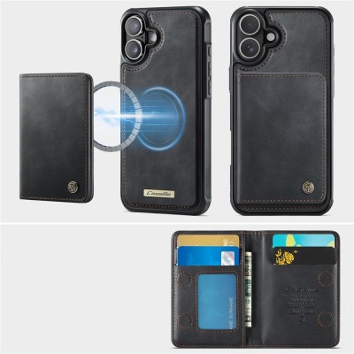 „CASEME“ Wallet apvalks - melns (iPhone 17)