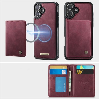 „CASEME“ Wallet apvalks - bordo (iPhone 17)