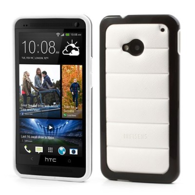 „Infisens“ Hybrid Bumper HTC One M7 baltas dėklas (Dėkliukas) / Priedai.lt