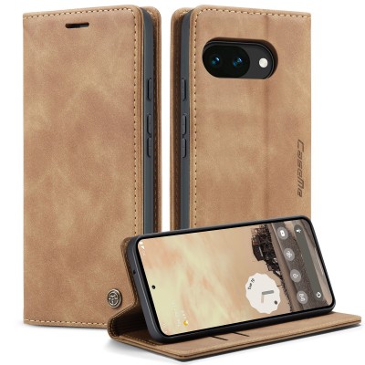 „CaseMe“ Retro Solid Flip Case - Light Brown (Pixel 10a)