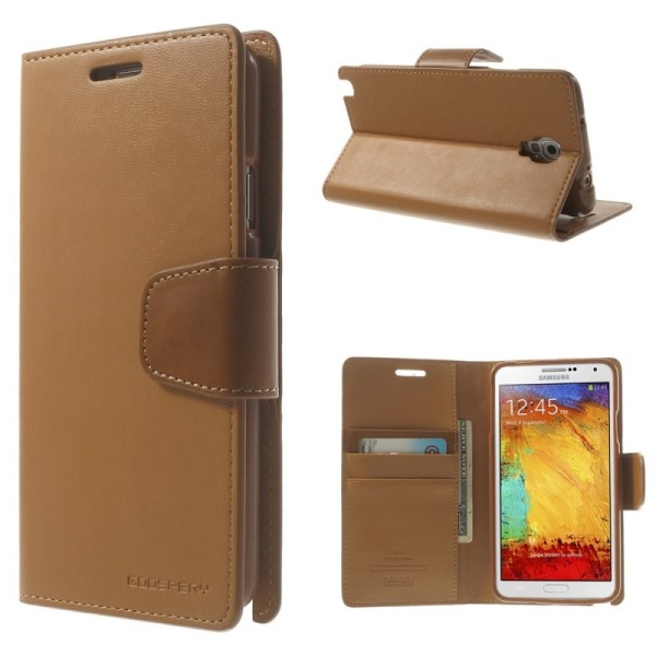 „Mercury“ Sonata atvērams maciņš - gaiši brūns (Galaxy Note 3 Neo)