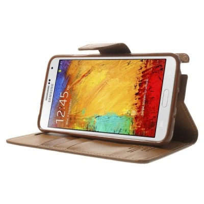 Samsung Galaxy Note 3 Neo Mercury Sonata atvērams gaiši brūns ādas maciņš / Vacins.lv