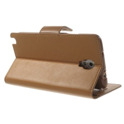 Samsung Galaxy Note 3 Neo Mercury Sonata atvērams gaiši brūns ādas maciņš / Vacins.lv