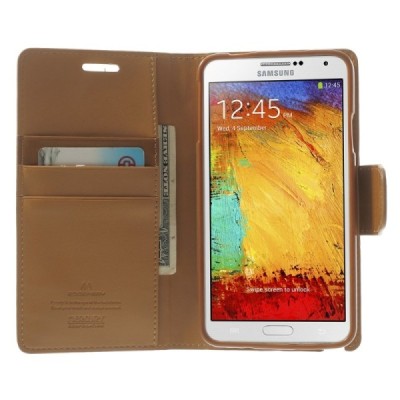 Samsung Galaxy Note 3 Neo Mercury Sonata atvērams gaiši brūns ādas maciņš / Vacins.lv