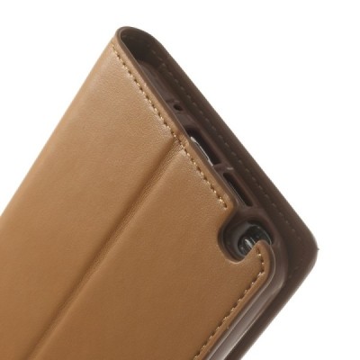 Samsung Galaxy Note 3 Neo Mercury Sonata atvērams gaiši brūns ādas maciņš / Vacins.lv