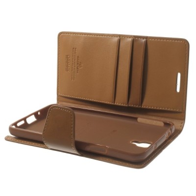 Samsung Galaxy Note 3 Neo Mercury Sonata atvērams gaiši brūns ādas maciņš / Vacins.lv