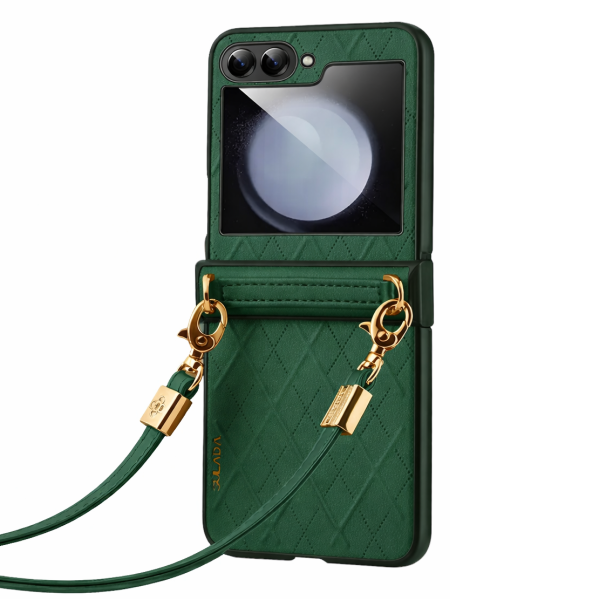 „Sulada“ Leather Strap Kickstand dėklas - žalias (Galaxy Flip5)