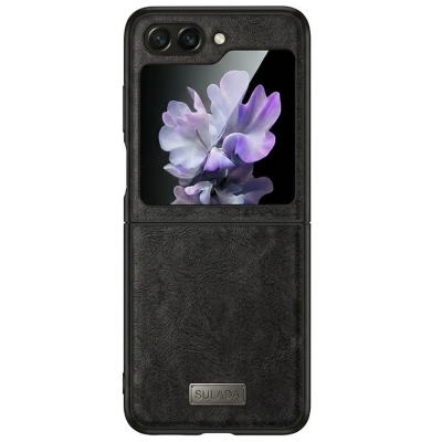 „Sulada“ Leather ādas apvalks - melns (Galaxy Flip5)