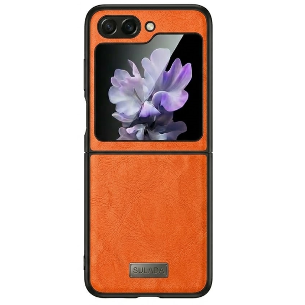 „Sulada“ Leather dėklas - oranžinis (Galaxy Flip5)