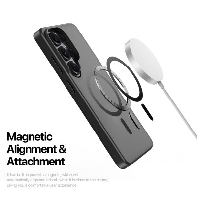 "DUX DUCIS" Yind MagSafe matēts cieta silikona (TPU) apvalks - melns (Galaxy S26 Ultra)