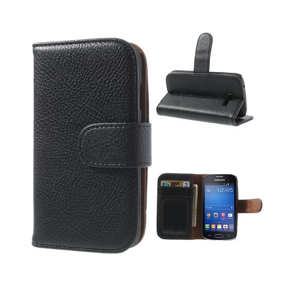 „Litchi“ atvēramais maciņš - melns (Galaxy Trend Lite)