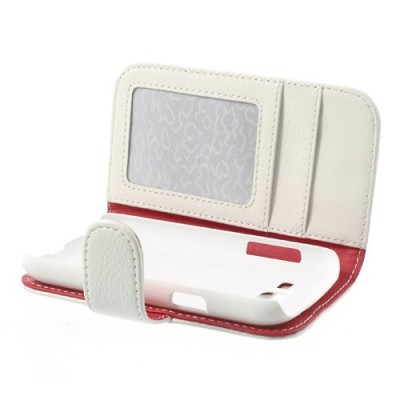 Samsung Galaxy Trend Lite S7390 (S7392) atvēramais balts ādas Litchi maciņš - maciņš / Vacins.lv