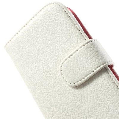 Samsung Galaxy Trend Lite S7390 (S7392) atvēramais balts ādas Litchi maciņš - maciņš / Vacins.lv