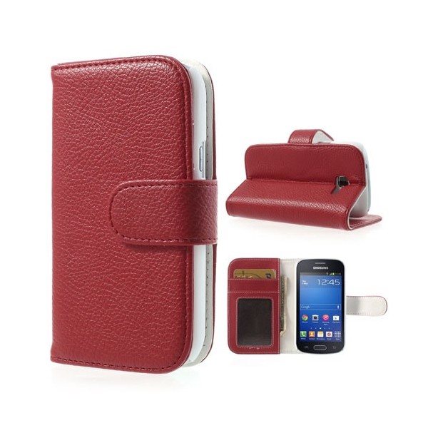 „Litchi“ atvēramais maciņš - sarkans (Galaxy Trend Lite)