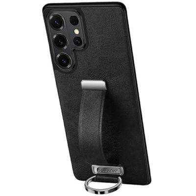 "SULADA" Leather Kickstand Case - Black (Galaxy S26 Ultra)
