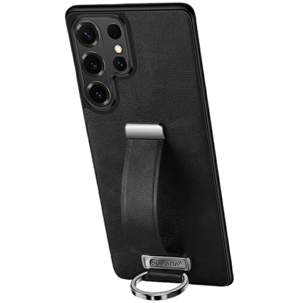 „SULADA“ Leather Kickstand dėklas - juodas (Galaxy S26 Ultra)