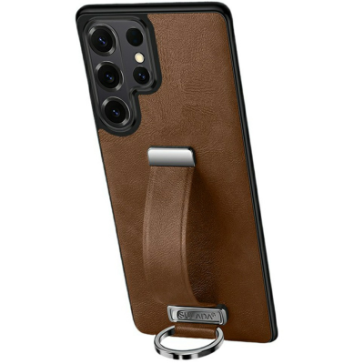 „SULADA“ Leather Kickstand dėklas - rudas (Galaxy S26 Ultra)
