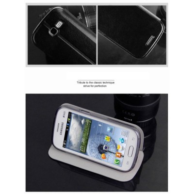 Samsung Galaxy Trend Lite S7390 (S7392) Mofi Rui sērijas melns ādas atvērams maciņš / Vacins.lv