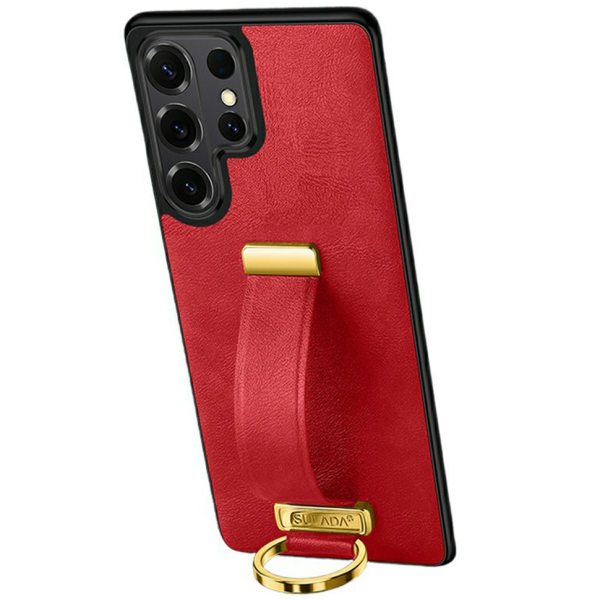 "SULADA" Leather Kickstand Case - Red (Galaxy S26 Ultra)
