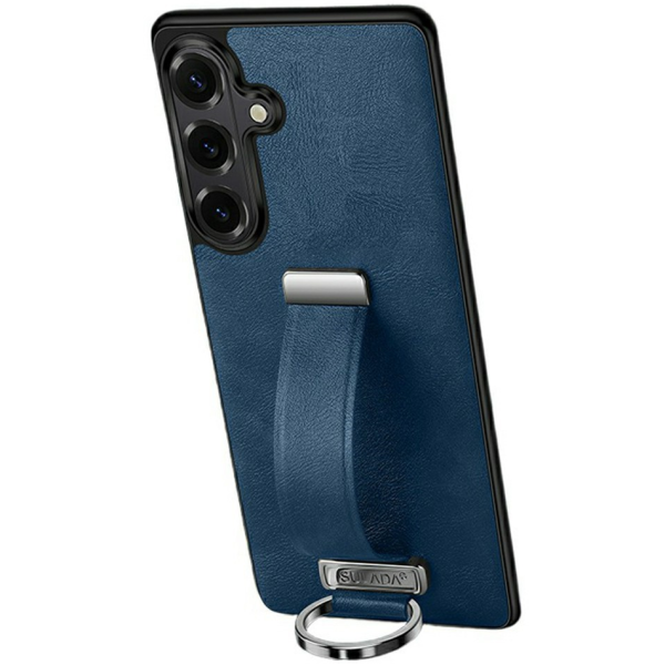 "SULADA" Leather Kickstand ādas apvalks - zils (Galaxy S26)