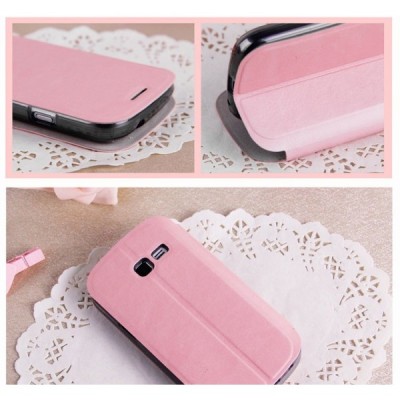 Samsung Galaxy Trend Lite S7390 (S7392) Mofi Rui sērijas rozs ādas atvērams maciņš / Vacins.lv