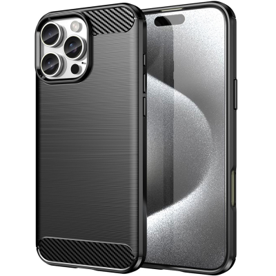 "AMORUS" Carbon hard silicone (TPU) case - black (iPhone 16 Pro Max)