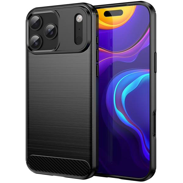 „AMORUS“ Carbon kieto silikono (TPU) dėklas - juodas (iPhone 17 Pro Max)