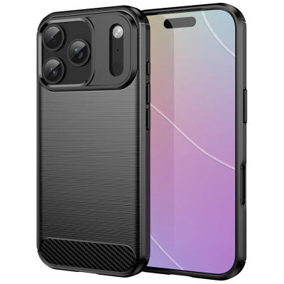 "AMORUS" Carbon kõva silikoon (TPU) ümbris – must (iPhone 17 Pro)