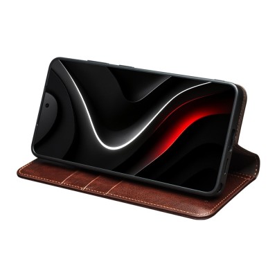 "QIALINO" atvēramais ādas maciņš - brūns (Galaxy S26 Ultra)