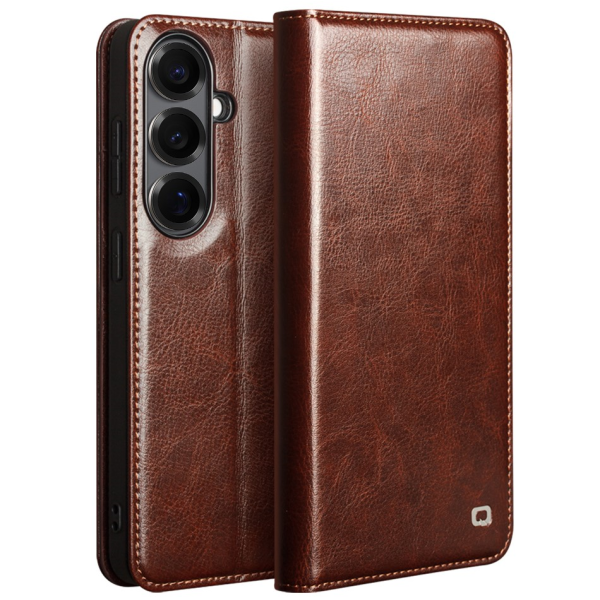 „QIALINO“ atverčiamas dėklas - rudas (Galaxy S26)