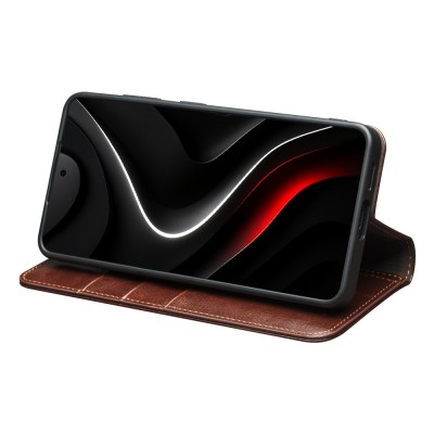 "QIALINO" atvēramais ādas maciņš - brūns (Galaxy S26)