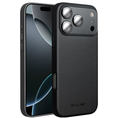 "QIALINO" Slim MagSafe vaciņš - melns (iPhone 17 Pro Max)