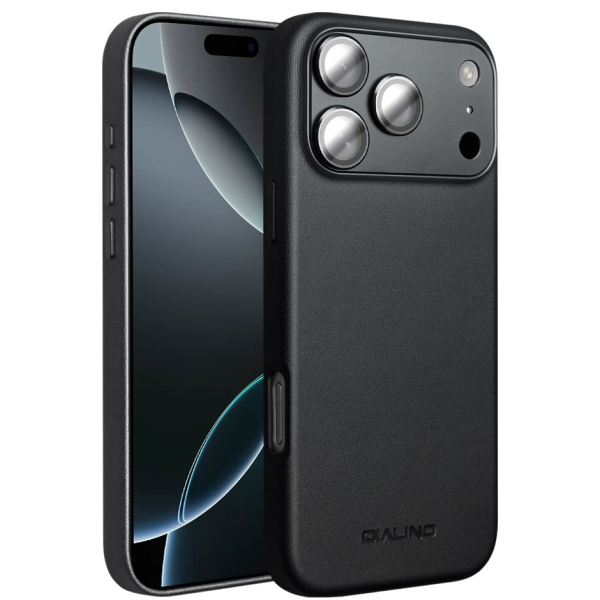 "QIALINO" Slim MagSafe vaciņš - melns (iPhone 17 Pro Max)