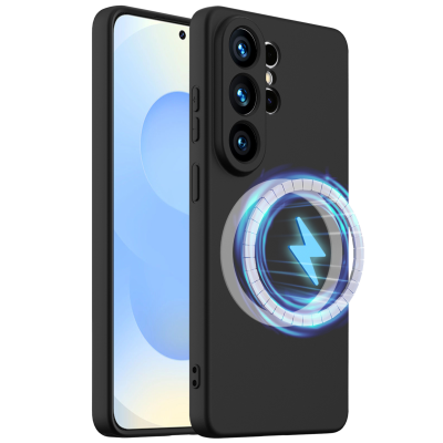 "Shell" MagSafe cieta silikona (TPU) apvalks - melns (Galaxy S26 Ultra)