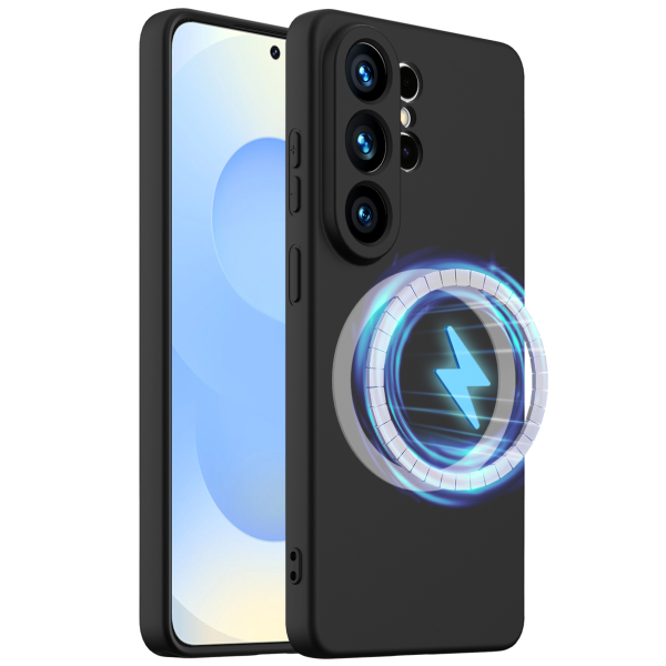 „Shell“ MagSafe kieto silikono (TPU) dėklas - juodas (Galaxy S26 Ultra)