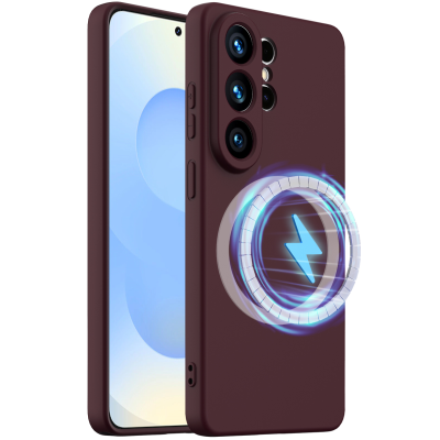 „Shell“ MagSafe kieto silikono (TPU) dėklas - bordo (Galaxy S26 Ultra)