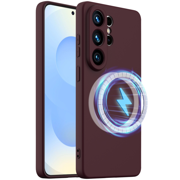 „Shell“ MagSafe kieto silikono (TPU) dėklas - bordo (Galaxy S26 Ultra)