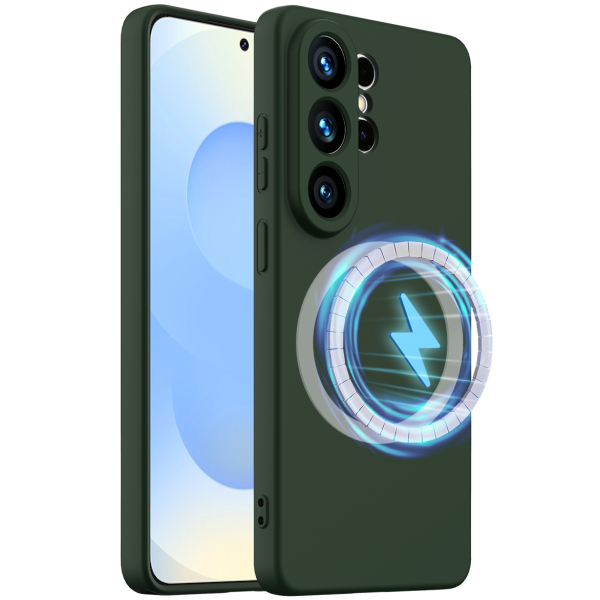 "Shell" MagSafe cieta silikona (TPU) apvalks - tumši zaļa (Galaxy S26 Ultra)