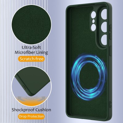 "Shell" MagSafe cieta silikona (TPU) apvalks - tumši zaļa (Galaxy S26 Ultra)