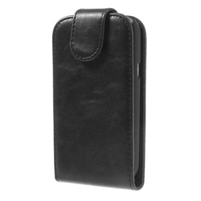 Samsung Galaxy Trend Lite S7390 (S7392) klasisks ādas vertikāli atvēramais melns futrālis / Vacins.lv