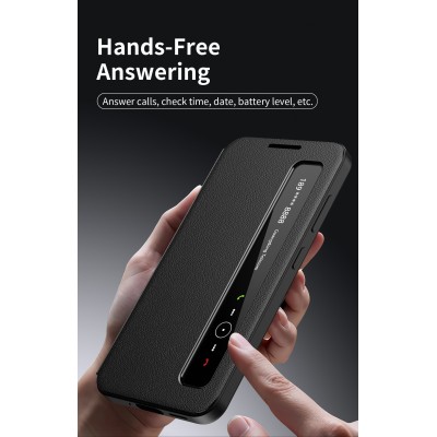 "Qing" Smart Side Line solīds atvēramais maciņš - melns (Galaxy S26)