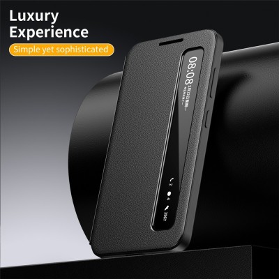 „Qing“ Smart Side Line solidus atverčiamas dėklas - juodas (Galaxy S26)